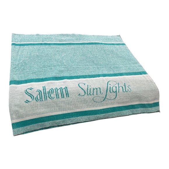 Salem Slim Lights Vintage Turquoise Beach Towel 62 x 27 Advertising Promo - Picture 4 of 4